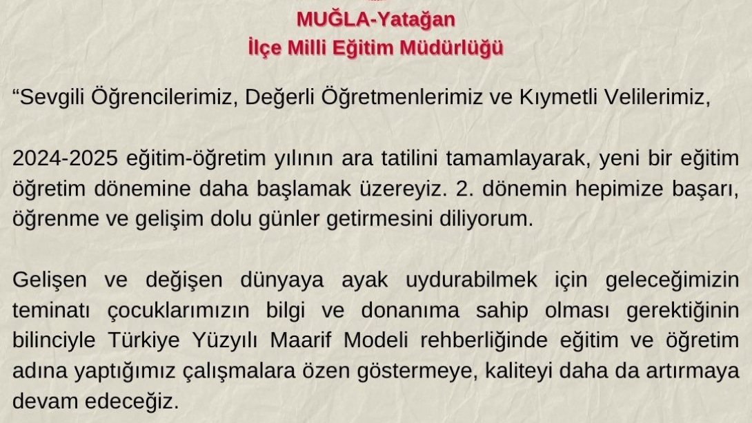 Yatağanda Okullar Tatil mi?